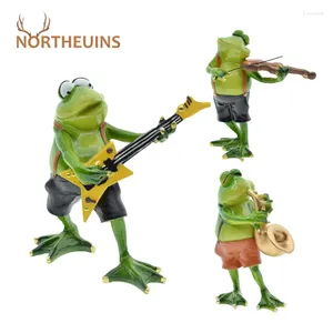 Decorative Figurines NORTHEUINS Resin 1 Pcs Frog Band Nordic Home Decoration Accessories Creative Modern Statue Souvenirs For Music Lovers