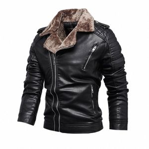 gb Jaquetas de couro dos homens novos outono casual motocicleta PU jaqueta à prova de vento motociclista couro inverno casacos de pelúcia roupas de marca n6Uq #