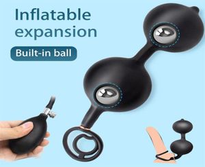 Inflatable Butt Plug with Cock Ball Ring Removable Pump Prostate anal Double stimulation Sex Toy For Woman Men Couple29266328656