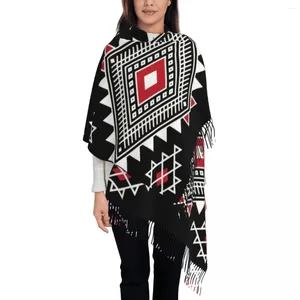 Halsdukar kabyle amazigh matta halsduk wrap kvinnor lång vinter fall varm tofs sjal unisex afrika geometrisk marocko stil
