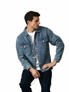 simwood High Strandard Series 2024 Spring New Oversize 12.5 OZ Fabric Vertical Striped Denim Jackets I06n#