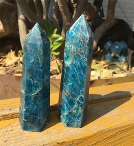 2 pezzi Bacchetta di cristallo di apatite blu naturale pietra cristallo singolo punto per la guarigione T2001176579046