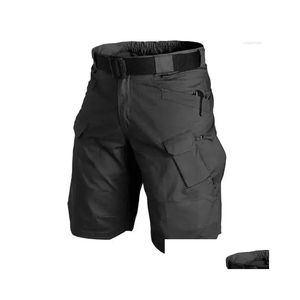 Męskie szorty mężczyźni miejskie wojskowe taktyczne wodoodporne na zewnątrz odporne na zużycie Szybkie suche kieszeń mti Plus Size Pantining Pants Drop Deliv Otkwx