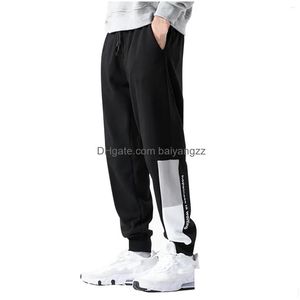 Men'S Pants Mens Elastic Waist Lace Up Men Casual Sports Jogger Biker Running Man Trousers Y2K Clothes Pantalones Gym Work Sweatpant Dh4Yb