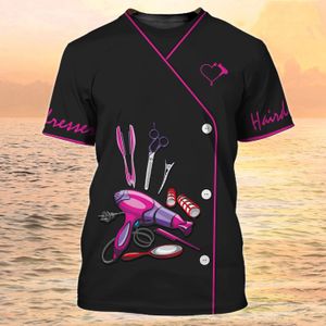 Masculino e feminino cabeleireiro camiseta harajuku roupas grande manga curta topo designer verão secagem rápida respirável roupas 240313