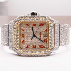 تمثال نصفي فاخر لأسفل معصم المراقبة للرجال تمامًا مثل VVS Clarity Moissanite Round Cut Diamond Watch ملحقًا عصريًا للرجال