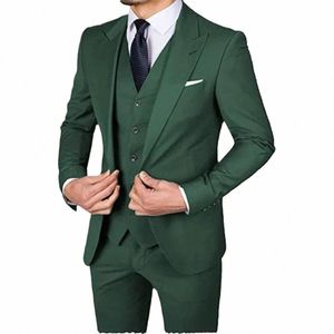 Mäns kostymer sista 3 stycken Slim Fit Tuxedo Wedding Party Suit For Men Blazer Vest Pants Busin Formal Costume Homme Q09i#