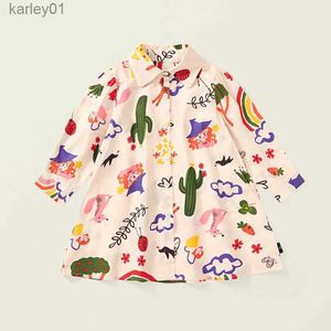 Mädchen Kleider 2-8T Kleinkind Kind Baby Mädchen Kleid Frühling Sommer Kleidung Langarm Regenbogen Graffiti Print T Shirt kleid Mode Infant Outfit yq240327