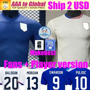 Pulisic USAS 2024 Soccer Jerseys Reyna Aaronson Weah Acosta McKennie 24 25 Maillot de Futol Feerera Dest Morgan Us Football Shirt Rapinoe Dunn Men Chomens Kids