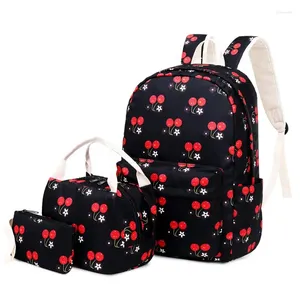 Sacos escolares para meninas estilo chinês floral mochila menina flor livro caneta lápis conjunto de alimentos presente de natal