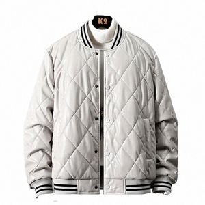 jacket Men Winter Waterproof Baseball Clothing Leather Jacket Faux Leather Padding Cott Padded Coat Warm Thicke Vintage Coat C0sP#