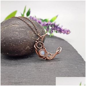 Pendant Necklaces Fashion Atmosphere Moonstones Crescent Crystal Moon Women Necklace Jewelry Gifts Drop Delivery Pendants Ot8Zg