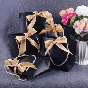 Gift Wrap 5Pcs Paper Bag Makeup Packing Tote Handle Package For Boutique Shopping Party Cosmetic Clothing Anti-wrinkle Decor
