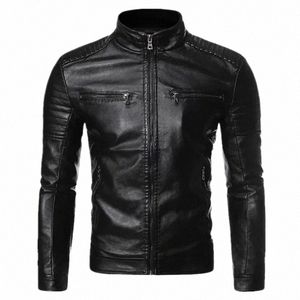 2024 Frühling Männer Ledermantel Reißverschluss Koreanische Fi Leder Schaffell Männer Lederjacke Trend Casual Fit Slim Baseball Kleidung L8eI #