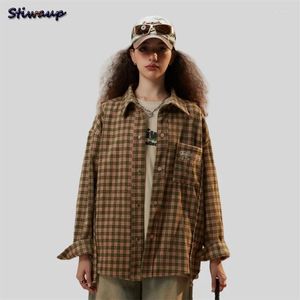 Men's Casual Shirts Elegant Long Sleeve Social Plaid Shirt Man Checkered Blouse And Woman Collection 2024 Big Size Women's