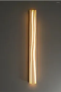 Vägglampa massivt trä långt strip kreativt vardagsrum sovrum sovrum dekoration sconce japansk stil bar skugga led belysning