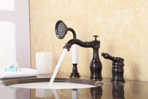 Banyo Lavabo Muslukları Yağ Ovulmuş Bronz Pirinç Havza Musluk Banyo Küvet Çeken El Duş Başlı Mikser Musluklar