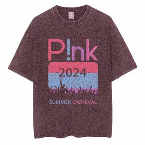 music Singer Tour P!nk SUMMER CARNIVAL 2024 Fan T-shirt Quality Cott Men Women Clothes Rock Pink Graphic Short Sleeve Tees d21X#