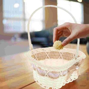 Storage Baskets Wedding Flower Basket Handheld Storage Container Burlap Heart Macrame Baskets Gifts Plastic Girls Bride