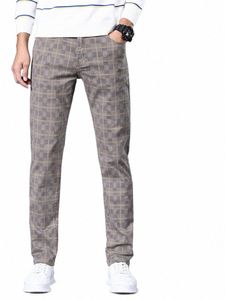 Wysokiej jakości marki klasyki odzieżowe Klasyczne Plaid Casual Spodnie Mężczyźni 98%Cott Cott Retro Busin Bankiet Kontrola Mężczyzna Plus rozmiar 40 42 T2M6#