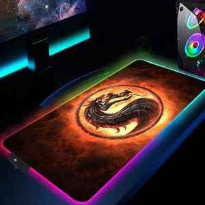 Коврики RGB Mortal Kombat коврик для мыши аниме светодиодные игровые аксессуары Speed Game Gamer ПК клавиатура ковер ноутбук ноутбук настольный коврик коврик для мыши