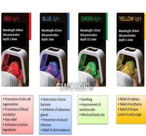 Portable Light PDT LED light therapy 4 color Red blue green Yellow light led skin rejuvenation machine8234350