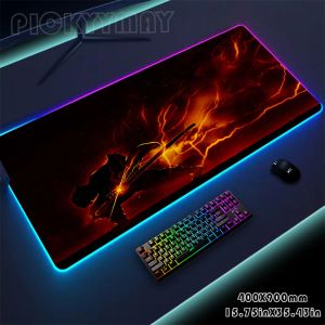 Pedler Demon Slayer RGB Mouse Pad Oyun Mousepad Led Fare Mat Klavye Mat Antislip En İyi Seçim Masa Pad XXL Aydınlık Masa Halı