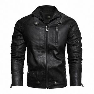 autumn and Winter Men's Leather Coat New Vintage Jacket Trend High Quality Br PU European American Retro Style 691x#