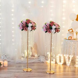 Party Decoration Gold Vase Wedding Centrepieces: 10 st 70 cm Tall Crystal Flower Stand för bord Eleganta metallblommor Arrangemang Vaser