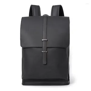 School Bags Men's Backpack Korean Outdoor High Capacity Trendy Student Crazy Horse Skin PU
