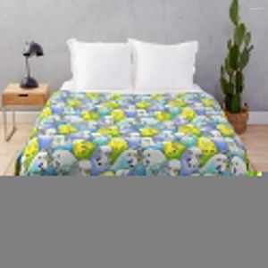 Blankets Colourful Budgies Parakeet Pattern Throw Blanket Luxury Sofa Bed Fashionable