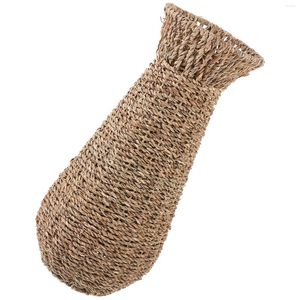 Vases European Style Floor Vase Office Ornament Woven Flower Straw Stable Base Basket