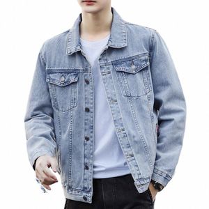 Giacca in denim Giacca in denim stile retrò Hop con multi tasche Vestibilità ampia per uomini plus size Cappotto streetwear con monopetto h6im #