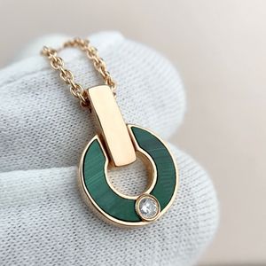 Ring Diamond Necklace Fashion Natural Malachite Letter Pendant Lady Jewelry Couple Gift178M