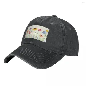 Bollkåpor Färgglada vilda blommor Cowboy Hat Kids Black Western Birthday Designer Man Women's