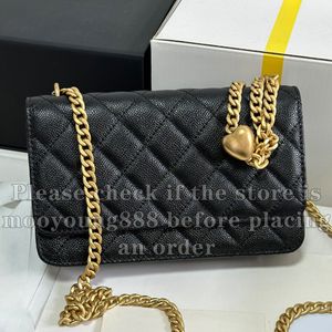 12A Upgrade Mirror Quality Designer Wallet On Chain Bag Mini Womens Heart Ball Quilted Caviar Purse Luxurys Handbags Genuine Leather Black Shoulder Box Bag