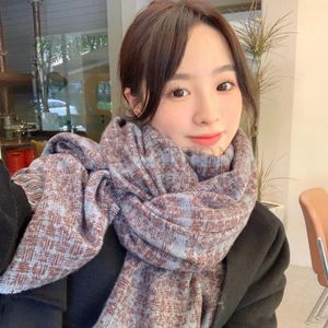 Lenços femininos xadrez lã cachecol inverno xale e envoltório marca espessada pashmina quente China continental