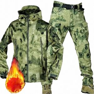 tactical Soft Shell Camoue Jacket Sets Mens Army Windbreaker Waterproof Hunting Clothes Camo Military Jacket And Pants Male h5P6#