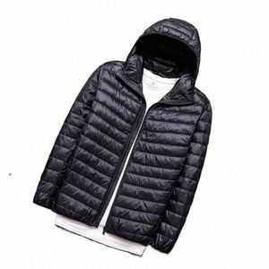 new Winter Men Ultralight Thin Down Jacket White Duck Down Hooded Jackets Full Sleeve Warm Coat Parka Portable Outwear Overoles B7ee#