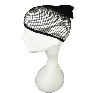 Net mesh svarta kvinnor elastisk nylon peruk cap open end foder kort fisknät hårnät