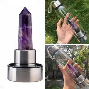 Water Bottles Bottle Natural Crystal Stone Diamond Point Healing Obelisk Wand Elixir Quartz Gem Colors Rope Gemstone Cup