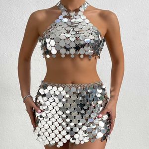 2024 sexy paillettes nappa decorazione catena corpo gioielli per le donne bikini imbracatura pancia esagerato set discoteca