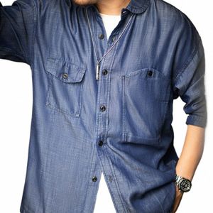 Maden 2023 autunno uomo Vintage Tencel camicie di jeans Amekaji Lycra Lg manica CPO camicia giacca zio Fu marchio di lusso Jean camicetta C9YF #
