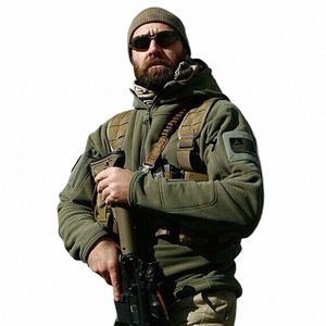 US Giacca tattica in pile militare da uomo Termica all'aperto Polartec Cappotto caldo con cappuccio Militar Softshell Escursione Capispalla Army Giubbotti 41ed #