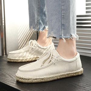 Casual Schuhe Männer Mode Atmungsaktive Leinwand Klassische Mann Zu Fuß Flachs Flache Outdoor Bequeme Weiche Licht männer Turnschuhe