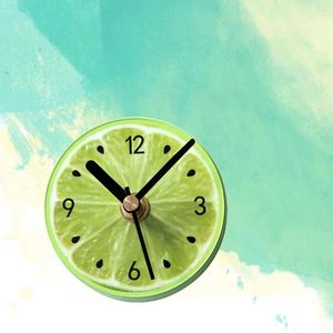 Настенные часы Магниты на холодильник Наклейка Часы Круглые наклейки с фруктами и сообщениями (зеленые)