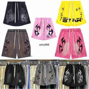 مصمم Mens Hellstar Shorts غسل الطين صنع القطن القديم النقي فضفاضة شورتات غير رسمية للرجال والنساء Eur Size S-XL