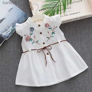 Mädchenkleider Mädchenkleid Sommer ärmelloses Kleid Baumwolle Mode süßer Stil Prinzessin Kleid 0-5 Jahre Blume Kinderkleidung 1-4 Jahre yq240327