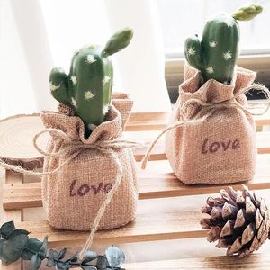 Kwiaty dekoracyjne Burlap Cactus Mini Pot Artificial Plant Office biuro Dekoracja Dekoracja Dekoracja domu