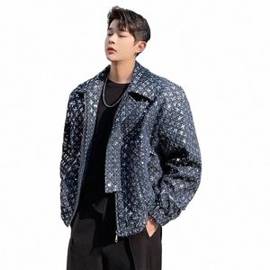 2022 primavera estilo coreano persality bordado lantejoulas jaquetas para homens casuais soltos lantejoulas jaquetas homens, M-XXL S84o #